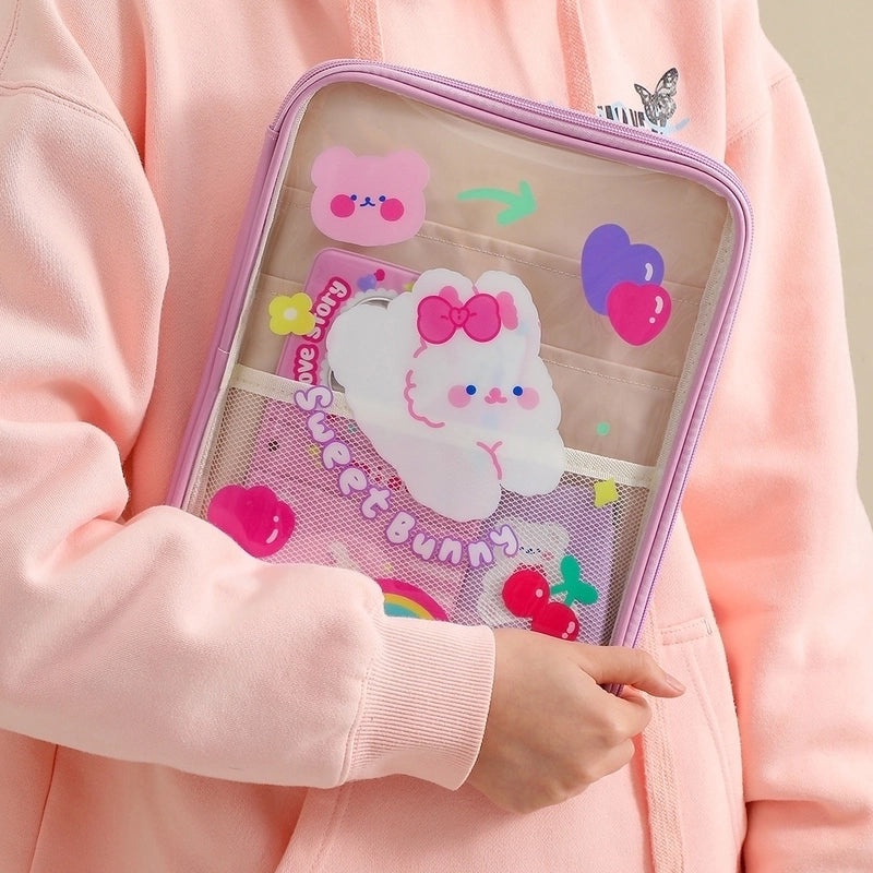 Girls Cute Summer Cartoon Clear PVC 11 Inch iPad Tablet Sleeve|Kids Tablet Accessories