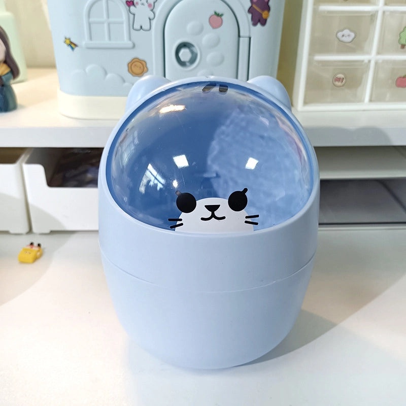 Cute Cartoon Bear Desktop Trash Can Mini Storage Bucket for Dormitory and Home | Home & Living Storage