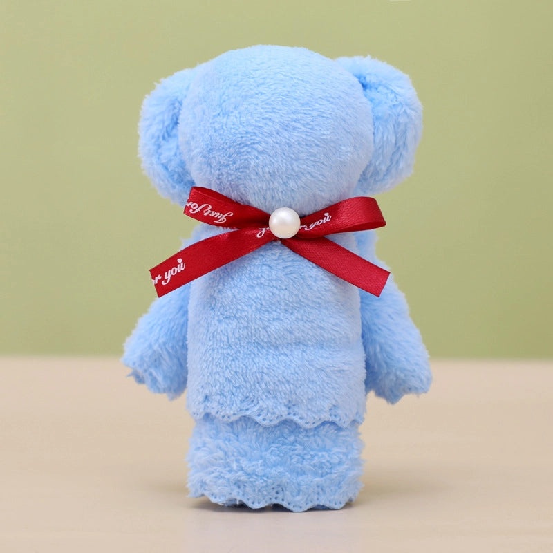 5 Pieces Coral Fleece Towels with Pineapple, Pearl, and Bear Designs 30x30cm | Gifts & Home Textiles