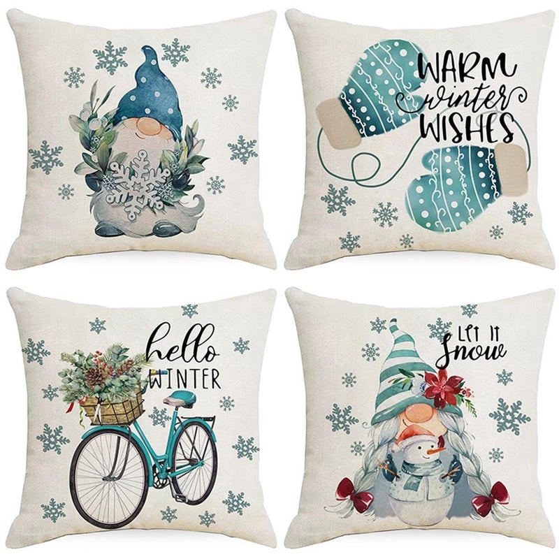 Festive Christmas Stripe Snowflake Pillow Covers | Home Decor & Living Room Accessories