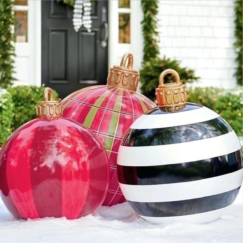Vintage Christmas Striped PVC Balloons for Indoor and Outdoor Decoration | Holiday Decor