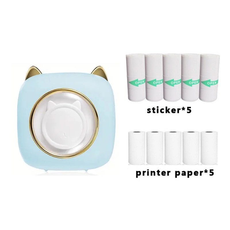 Portable Mini Thermal Printer with Cat Ear Design Inkless Label Maker|Electronics & Office Equipment