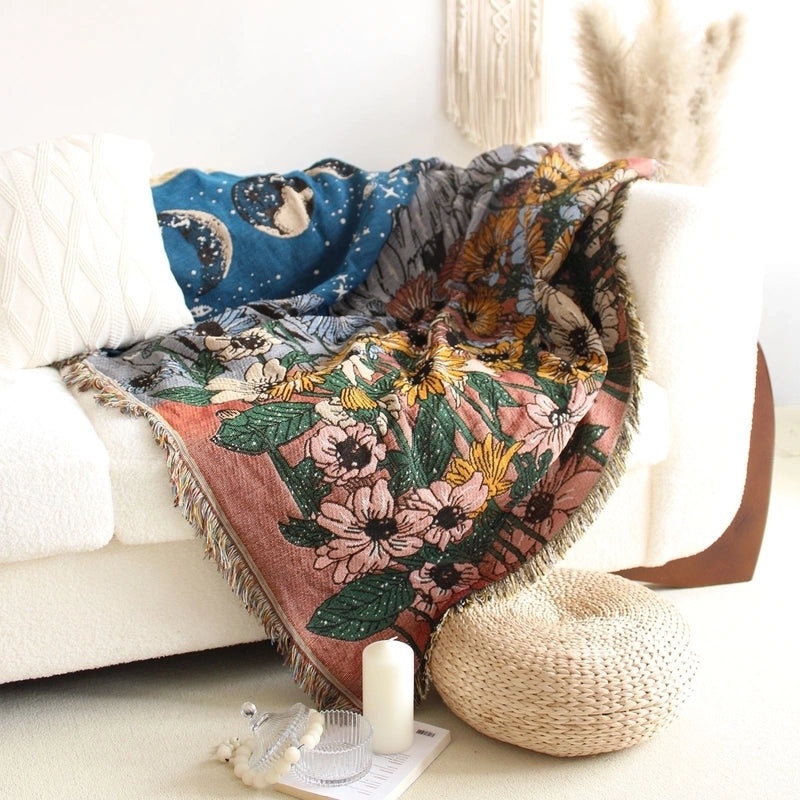 Floral Butterfly Cozy Cotton Throw Blanket|Home Decor & Bedding