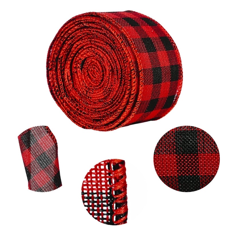 Festive Red and Black Plaid Ribbon for Christmas Decor|Holiday Decorations