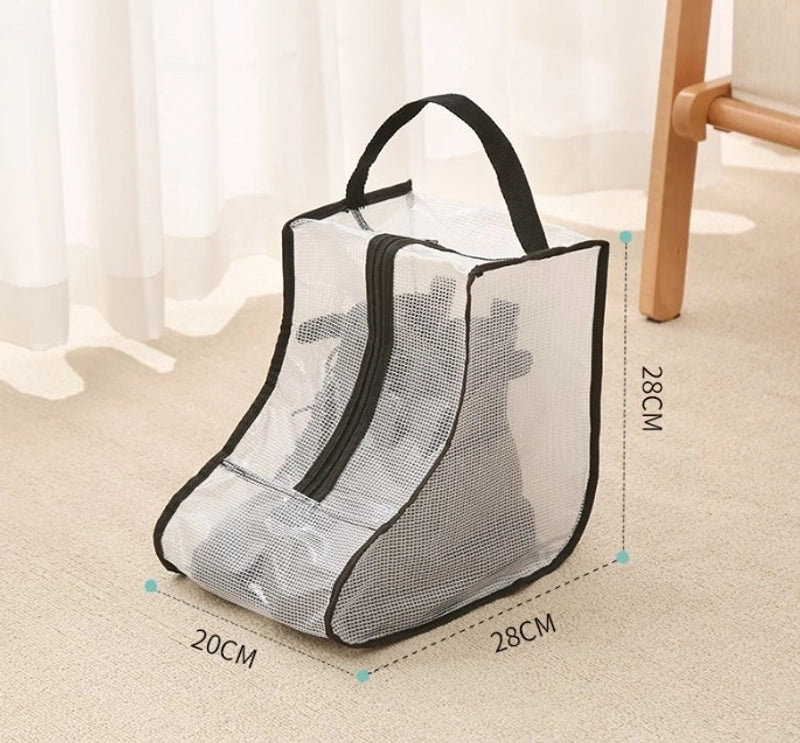 Stylish Houndstooth PVC Shoe Bag with Solid Color Design | Shoe Bags & Travel Accessories