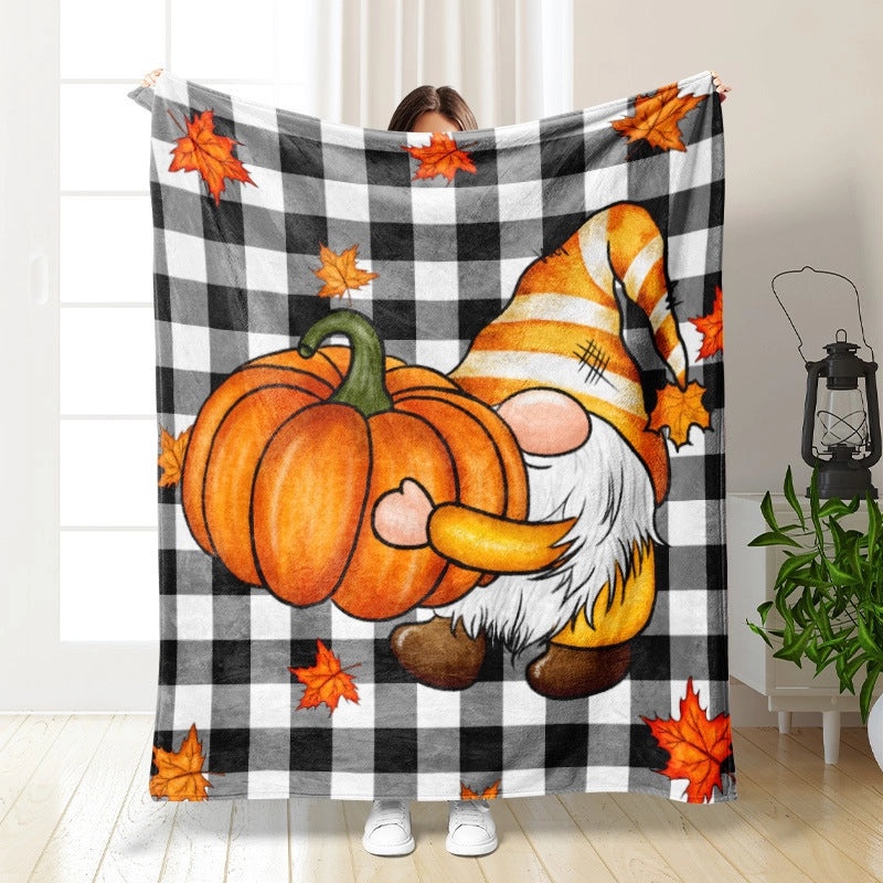 Halloween Cozy Pumpkin Bat Ghost Polyester Throw Blanket | Home Decor & Blankets