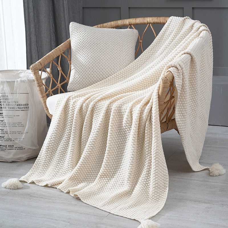 Cozy Solid Color Acrylic Polyester Throw Blanket | Home Textiles & Bedding