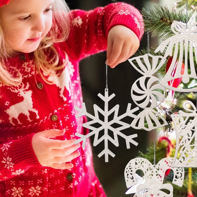 Christmas Tree Pendant with Snowflakes Candy Cane and Bell Charm|Holiday Jewelry