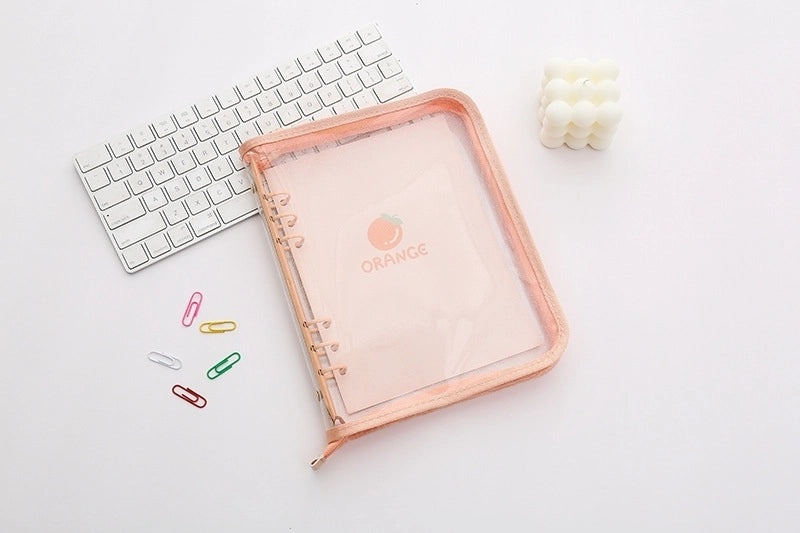Transparent PVC Soft Shell Zippered Loose-Leaf Notebook Bag A5 A6 Style|Stationery & Office Supplies