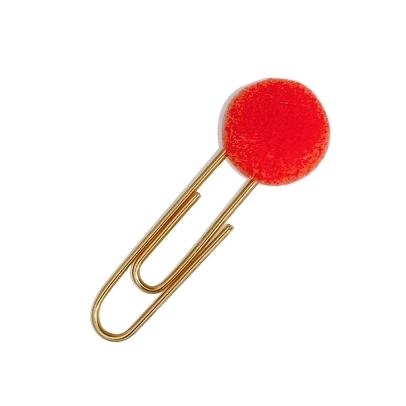 Cute Japanese Metal Paper Clip Bookmark with Colorful Candy Hairy Ball Pin for Students and Office Supplies|Stationery