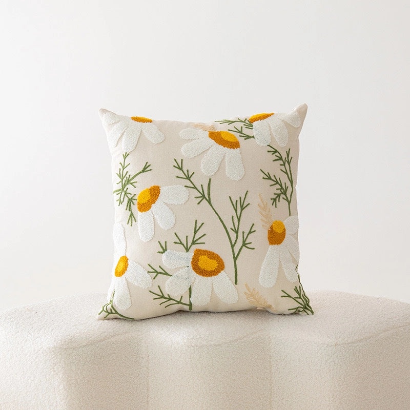 Elegant Minimalist Floral Cotton Pillow Covers for Couch and Sofa | Home Decor Bedding