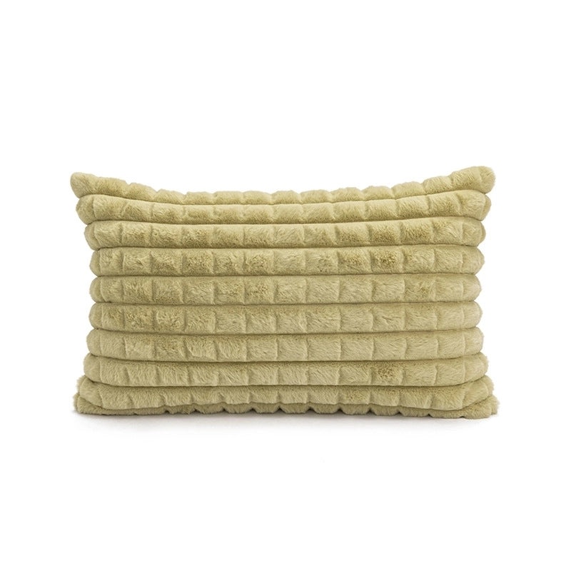 Cozy Plaid and Solid Color Plush Pillow Covers for Couch and Sofa Decor | Home Decor Accessories