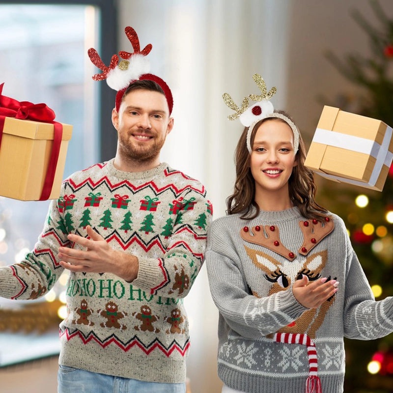 Festive Reindeer Antler Headband for Christmas Party Accessories|Holiday Hair Accessories