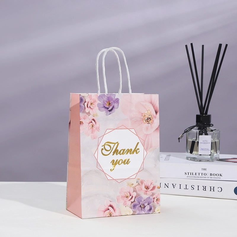 Foil Flower Kraft Paper Handheld Gift Bag|Gift Bags & Packaging