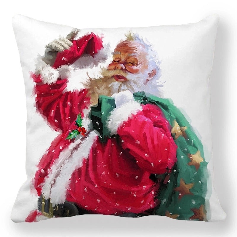 Christmas Holiday Cotton Pillow Covers with Santa Elk Design for Sofa Couch Decor|Home Decor