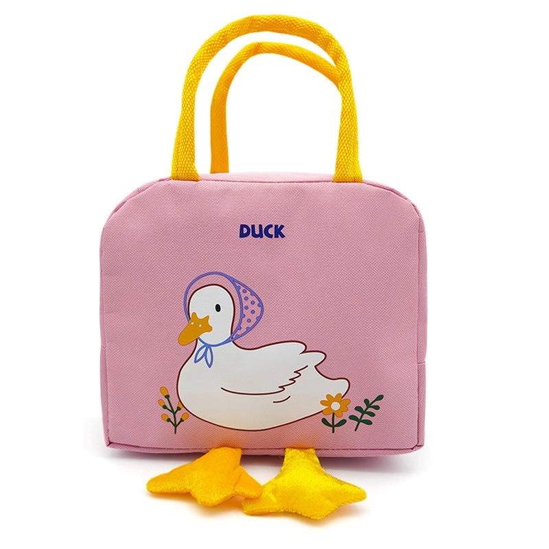 Cute Yellow Duck Insulated Lunch Bag Canvas Handbag for Kids Food Storage|Lunch Bags & Coolers