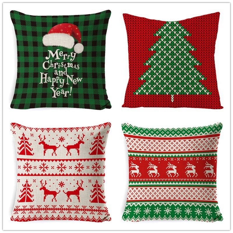 Christmas Geometric Snowflake Cartoon Cushion Cover for Couch Sofa | Home Decor & Cushions