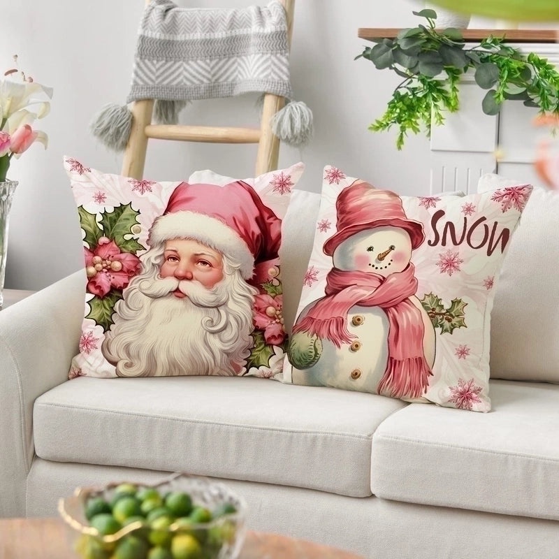 Christmas Holiday Linen Pillow Covers for Couch & Sofa | Home Decor