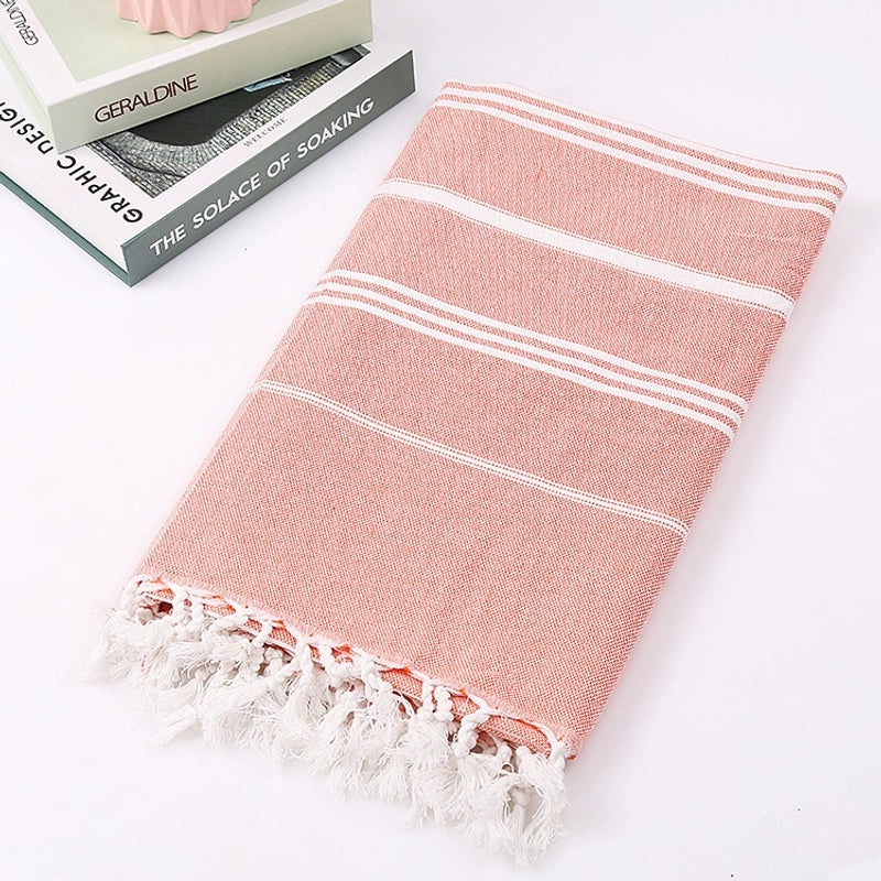 Personalized Cotton Turkish Non-stick Sand-resistant Beach Towel with Tassels | Beach Towels & Shawls