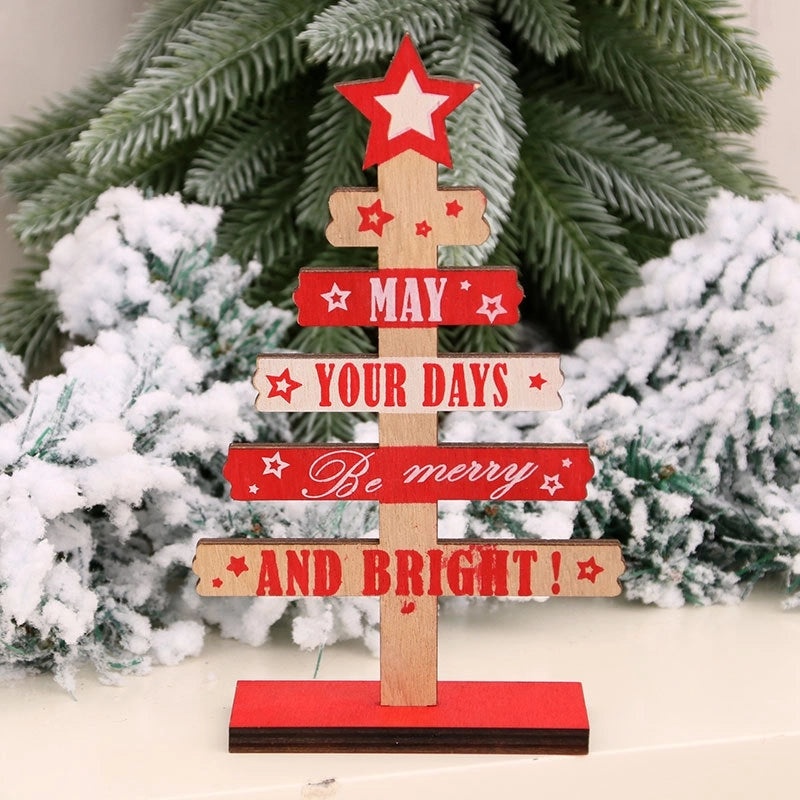 DIY Mini Wooden English Alphabet Christmas Tree Decorations for Desktop and Office|Home Decor