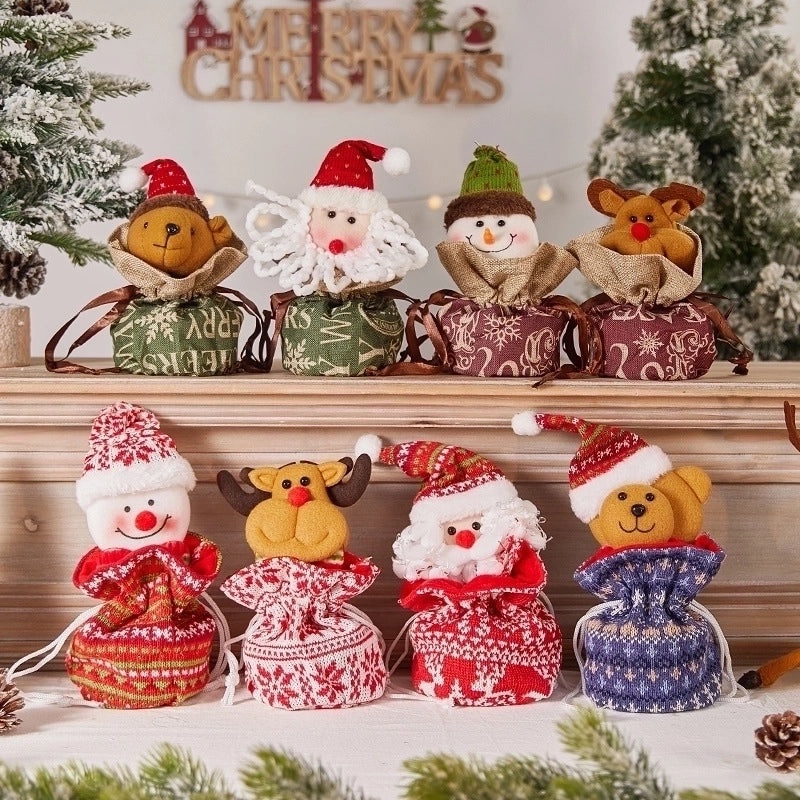 Christmas Cartoon Santa Snowman Gift Bags for Party Festival | Holiday Gift Bags