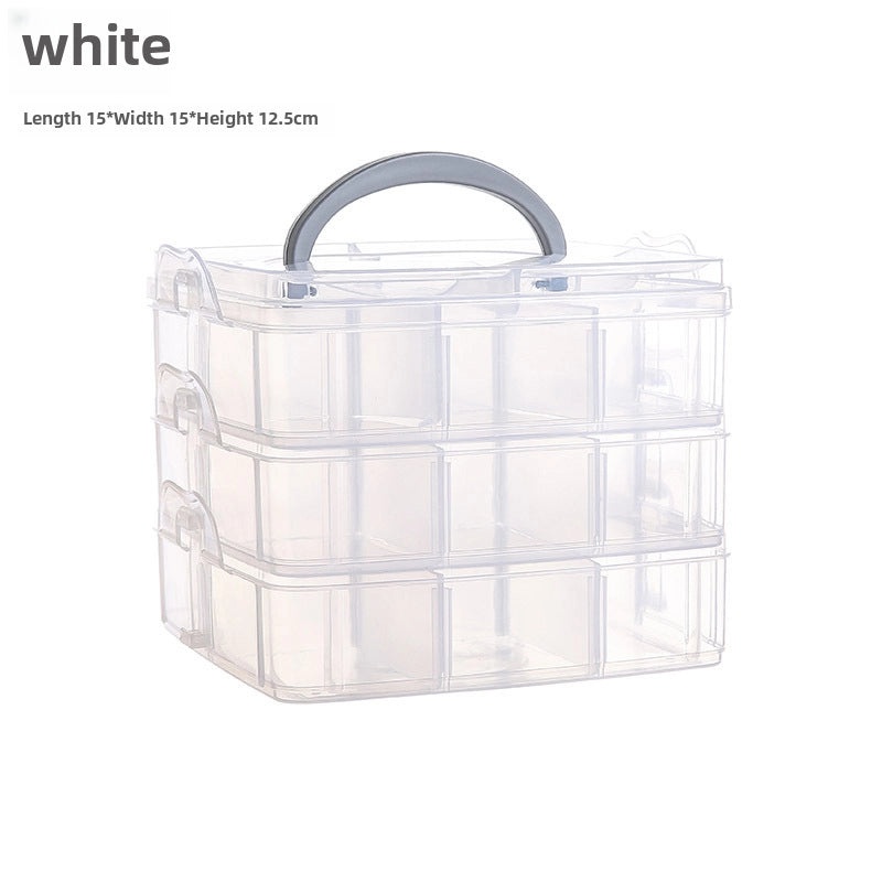 Transparent Plaid Portable Jewelry Storage Box for Earrings Necklace Rings Hair Accessories | Jewelry Storage Boxes