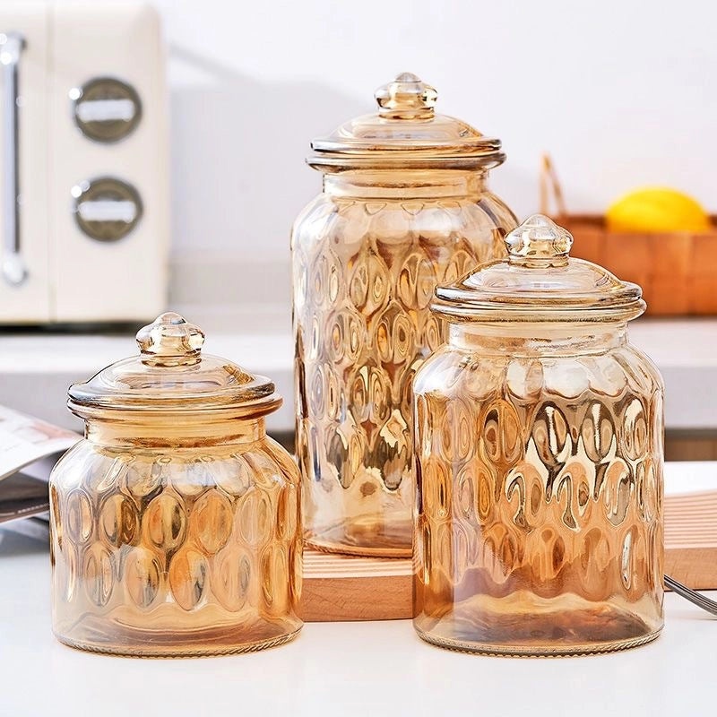 Red Heart Glass Storage Tank for Casual Use|Home Storage & Organization