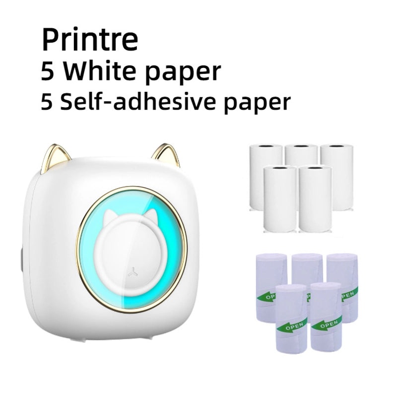 Portable Mini Thermal Printer with Cat Ear Design Inkless Label Maker|Electronics & Office Equipment