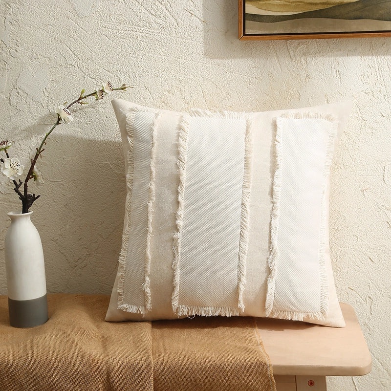 Casual Pastoral Stripe and Solid Color Polyester Pillow Covers | Home Decor & Bedding