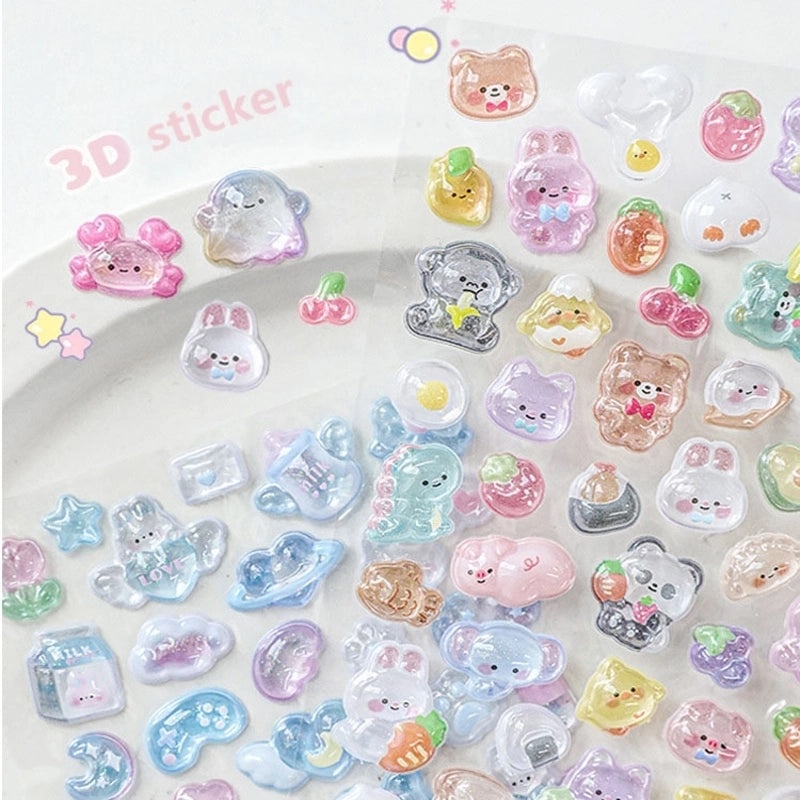 School Graduation Cartoon Epoxy Resin Stickers Set of 2|School Supplies & Stationery