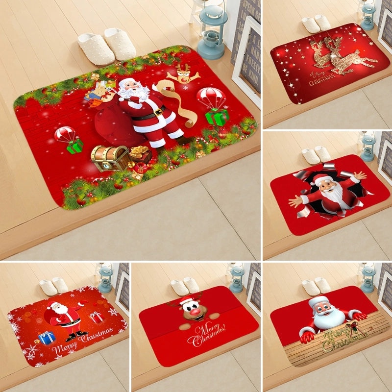 Festive Santa Claus Flannel Floor Mat for Holiday Decor|Home Decor
