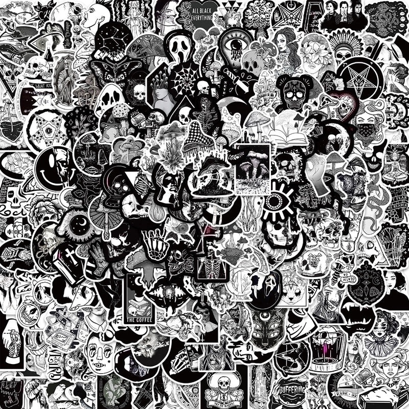 200 Dark Goth Graffiti Stickers Waterproof No Glue Needed for Luggage Guitar DIY Hot Pack|Stickers & Decals