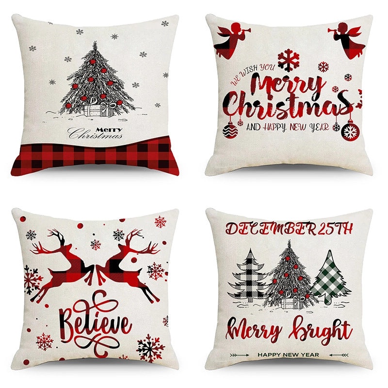 Festive Christmas Stripe Snowflake Pillow Covers | Home Decor & Living Room Accessories