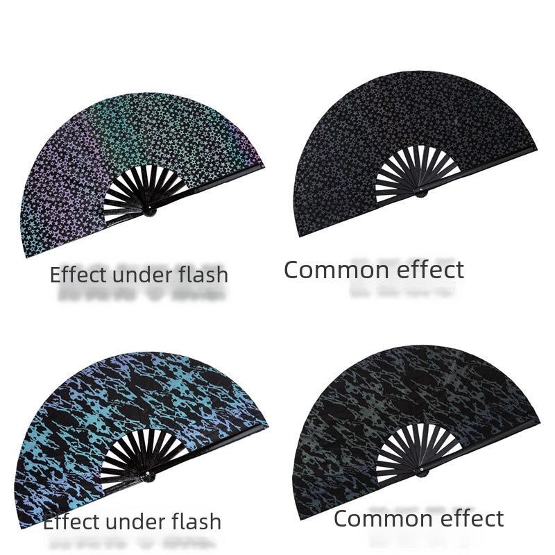 33cm Reflective Bamboo Folding Fan for Party & Kung Fu | Fans & Handheld Cooling Accessories