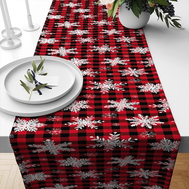 Festive Ethnic Color Block Linen Tablecloth for Christmas Vacation|Home Decor Table Linens