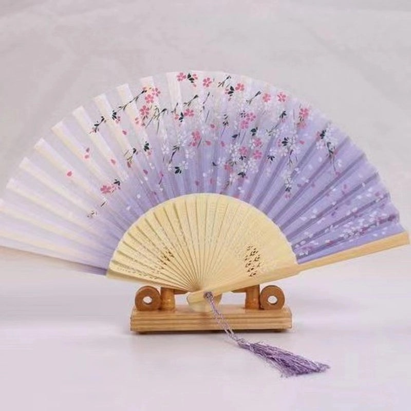 Elegant Chinoiserie Floral Bamboo Fans with Classic Heating Design | Home Decor Fans