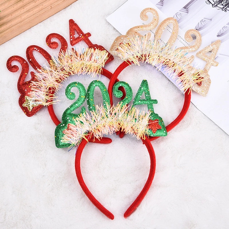 Christmas 2025 Sequin Headband Festive Holiday Party Headwear Cute Digital Decorative Hairband|Party Accessories