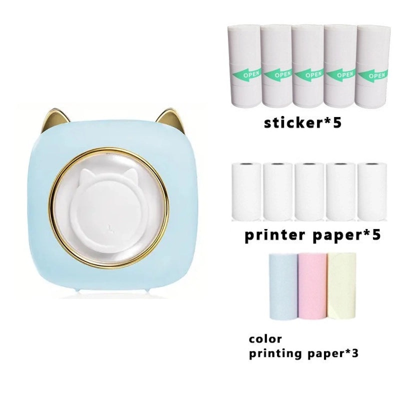 Portable Mini Thermal Printer with Cat Ear Design Inkless Label Maker|Electronics & Office Equipment