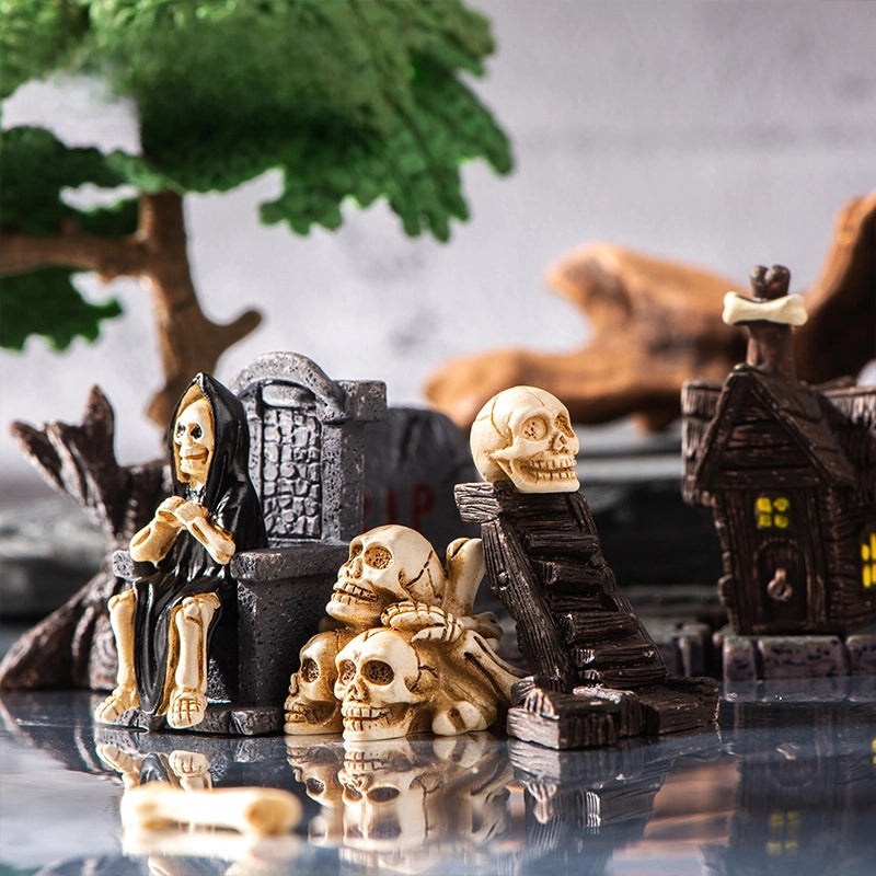 Halloween Mini Resin Skull & Mummy Ornaments Ghost Decorations for Home Desktop Creative Horror Festival|Halloween Decorations