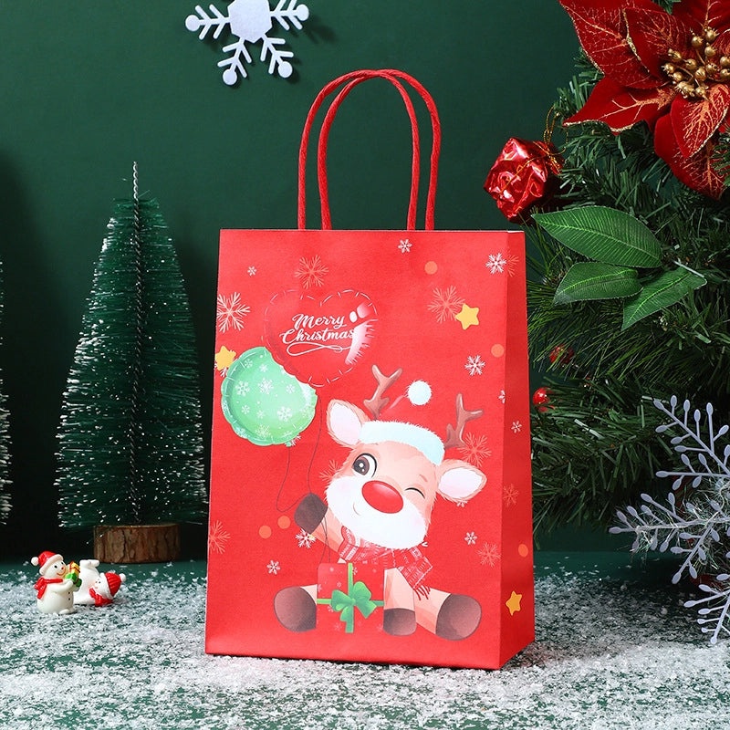 Christmas Cute Santa Claus Christmas Tree Kraft Paper Gift Bags for Party Festival Wrapping|Gift Wrapping Supplies