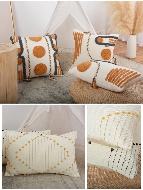 Vintage Striped Tufted Cushion Cover|Home Decor Pillows