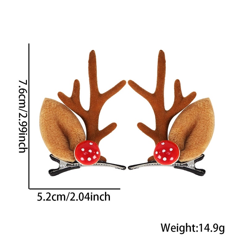 Festive Cartoon Reindeer Antler Hairpin Plastic Christmas Party Accessory|Holiday Party Accessories