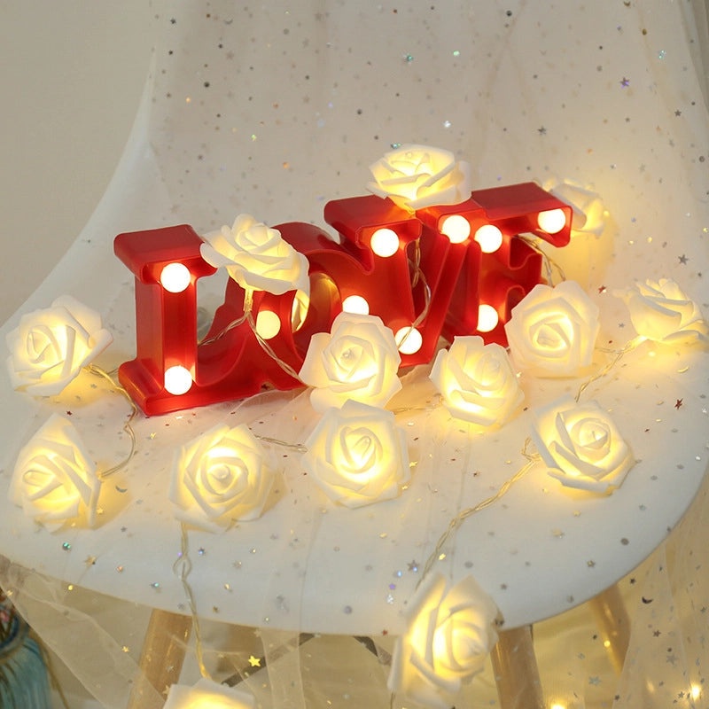 Valentine's Day Rose PVC String Lights Cute Party Decoration | Home Decor Lighting