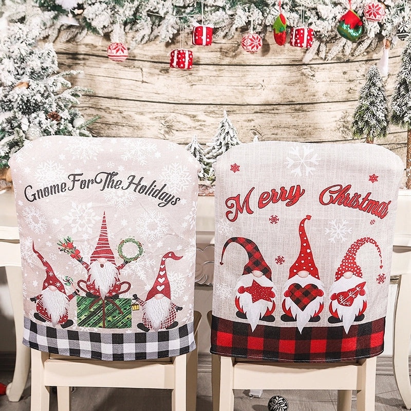 Christmas Santa Claus Linen Chair Cover Nonwoven Holiday Party Decoration|Home & Living > Holiday Décor > Christmas Decorations