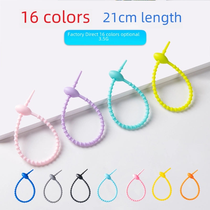 210mm Silicone Tadpole Cable Tie Organizer Keychain Pendant for DIY Jewelry Bags Lanyards|Accessories & Organizers