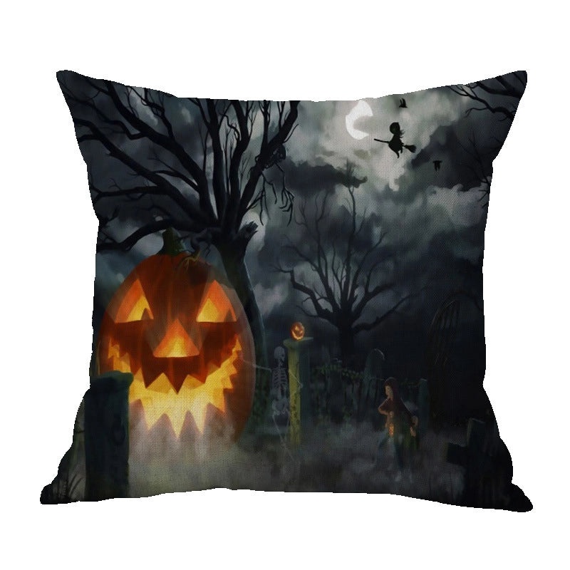 Halloween Punk Skull Linen Pillow Covers for Couch Sofa Decorative Throw Pillowcases|Home Decor & Pillows