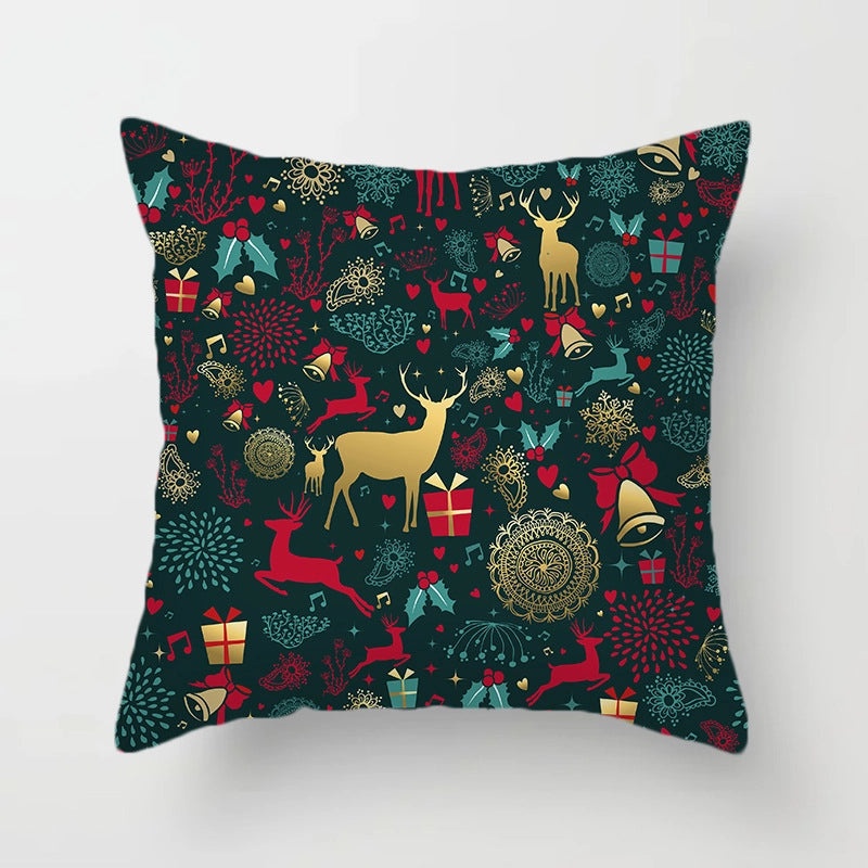 Christmas Tree Santa Elk Holiday Polyester Pillow Covers|Home Decor Pillows