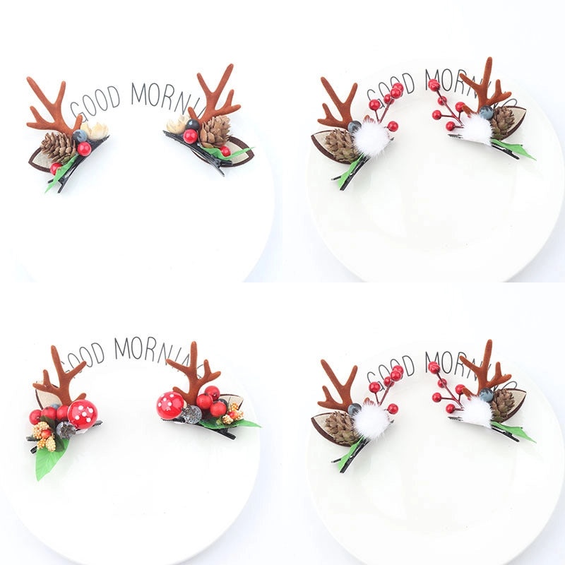 Festive Reindeer Antler Hair Clip for Christmas | Holiday Hair Accessories