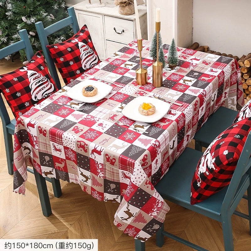 Festive Christmas Elk Tablecloth for Home and Party Decor|Holiday Table Linens