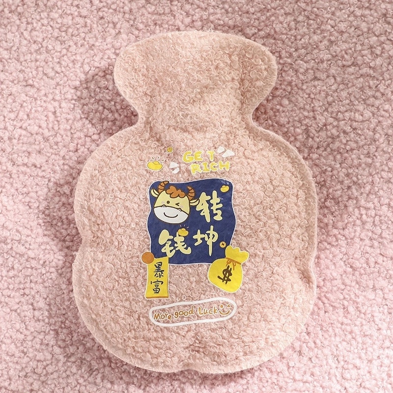 Cute Plush Rabbit Fur Hot Water Bottle Portable Teddy Bear Hand Warmer Winter Heating Pad Cartoon Explosion-Proof | Home & Living